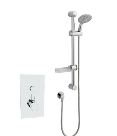 Kartell K-VIT Plan Option 8 Single Round Push Button Thermostatic Shower with Slide Rail Kit