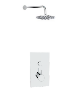 Kartell K-VIT Plan Option 9 Single Round Push Button Thermostatic Shower with Fixed Overhead Drencher