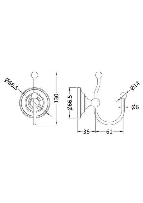 Nuie Double Robe Hook – Chrome, photo 2