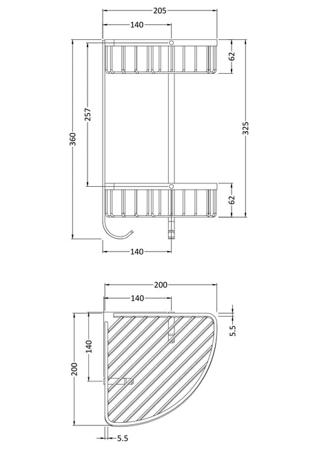 Nuie Large 2 Tier Corner Basket – Chrome, photo 2