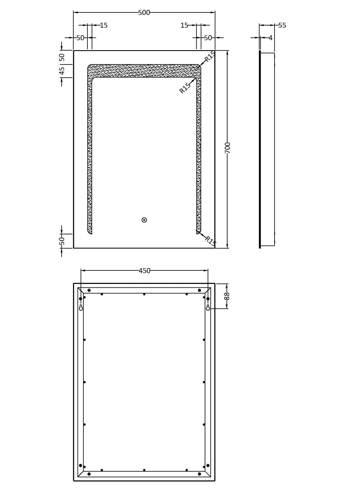 Nuie Carina 500 x 700mm LED Mirror – Silver, photo 3