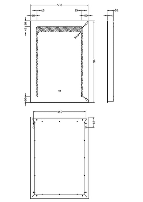 Nuie Carina 500 x 700mm LED Mirror – Silver, photo 3
