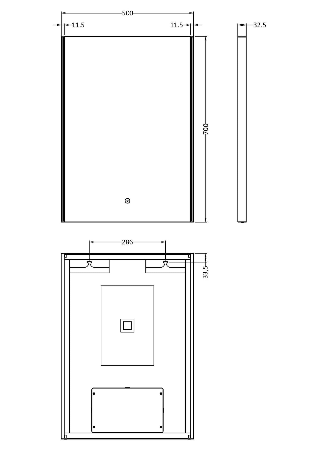 Nuie Anser 500 x 700mm LED Mirror – Silver, photo 3