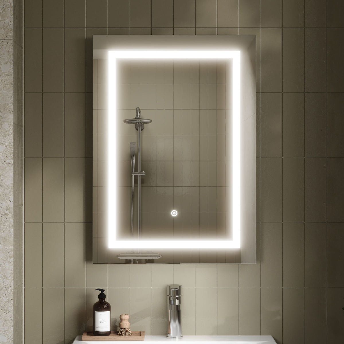 Nuie Sculptor 500 x 700mm Touch Sensor Mirror – Silver