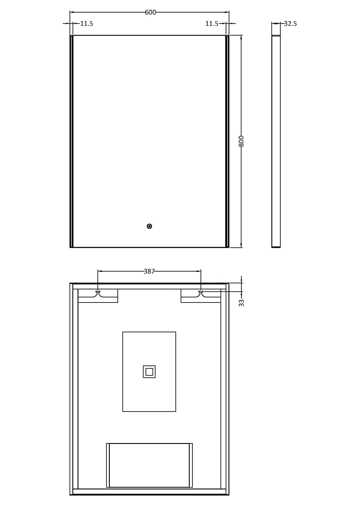 Nuie Cepheus 600 x 800mm Ambient Touch Sensor Mirror – Silver, photo 3