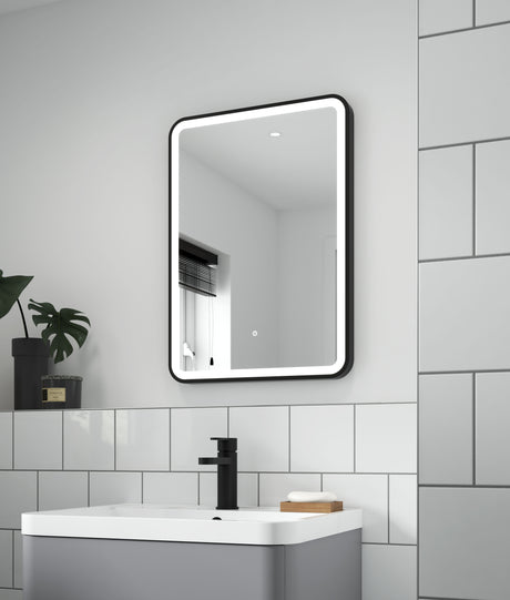 Nuie Hydrus 500 x 700mm Framed Mirror – Matt Black, Brushed Brass or Silver