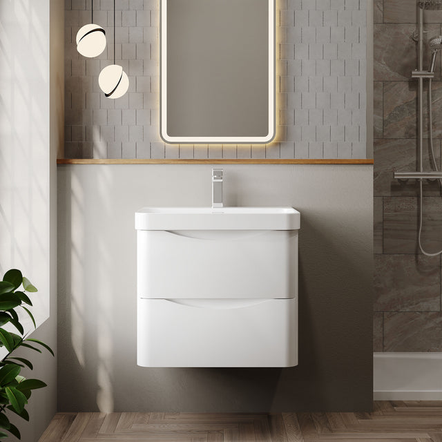 Nuie Lunar 2 Drawer Wall Hung Vanity Unit With Basin – 600mm & 800mm