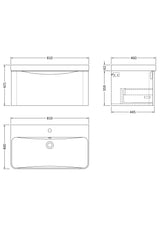 Nuie Lunar 1 Drawer Wall Hung Vanity Unit With Basin – 600mm & 800mm, photo 10