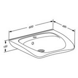 Pressalit MATRIX CURVE II Ergonomic Wash Basin With Tap Hole And Overflow 150mm Height R2052000