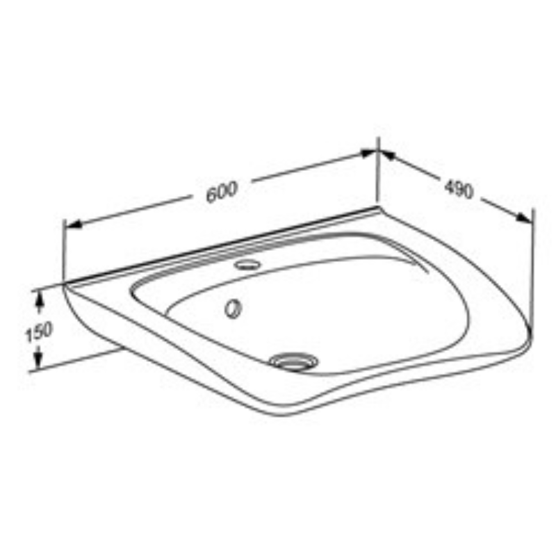 Pressalit MATRIX CURVE II Ergonomic Wash Basin With Tap Hole Without Overflow 150mm Height R2053000