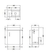 Nuie Vault 400mm 1 Door Wall Hung Compact Vanity Unit With Basin, photo 8