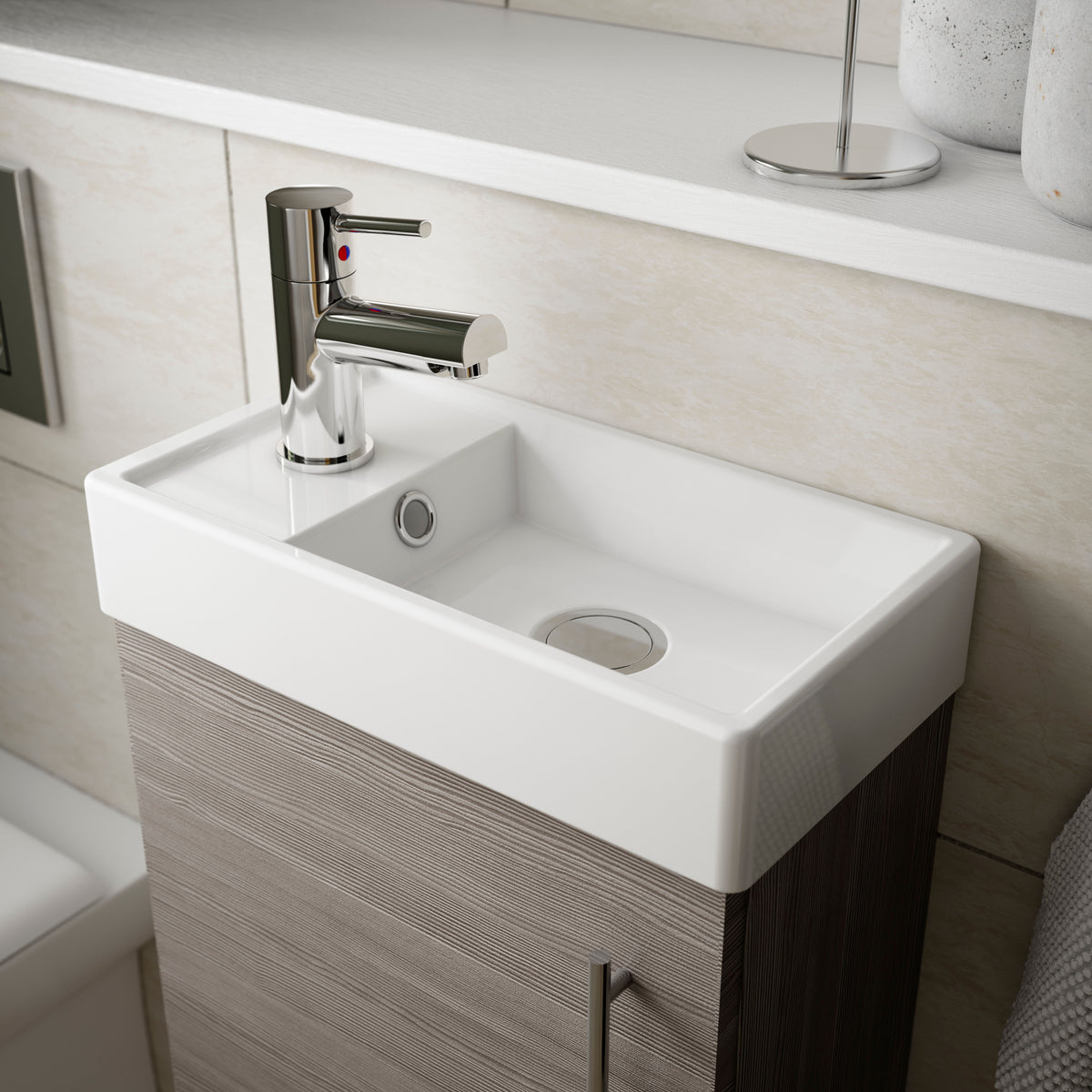 Nuie Vault 400mm 1 Door Wall Hung Compact Vanity Unit With Basin