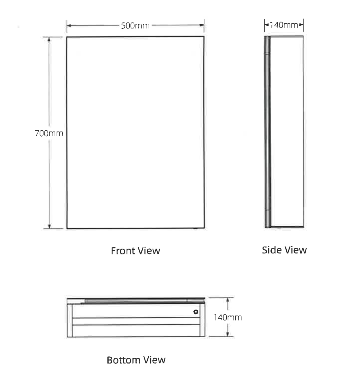 Kartell K-VIT Link 700 x 500mm LED Mirror Cabinet- Chrome (MIR105)
