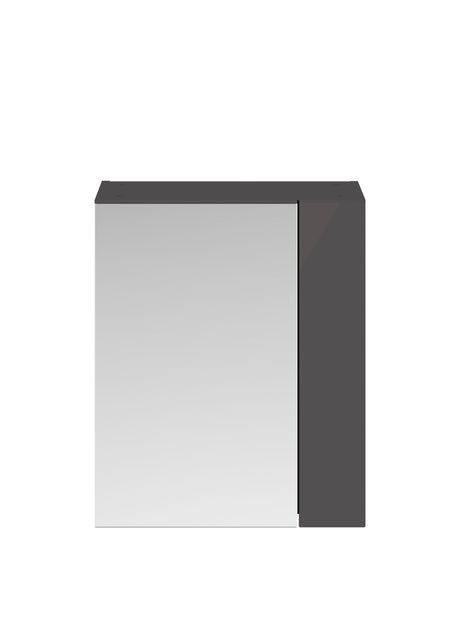 Nuie Athena 600mm 2 Door Wall Hung Mirror Cabinet (75/25) – Gloss Grey, photo 2