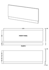 Nuie 1700mm MFC Matt Front Bath Panel With Plinth – Coastal Grey, photo 2