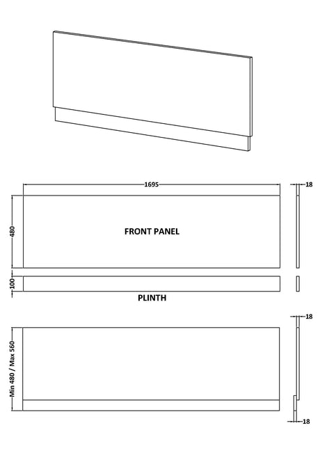 Nuie MFC Woodgrain Front Bath Panel – 1700mm & 1800mm, photo 3