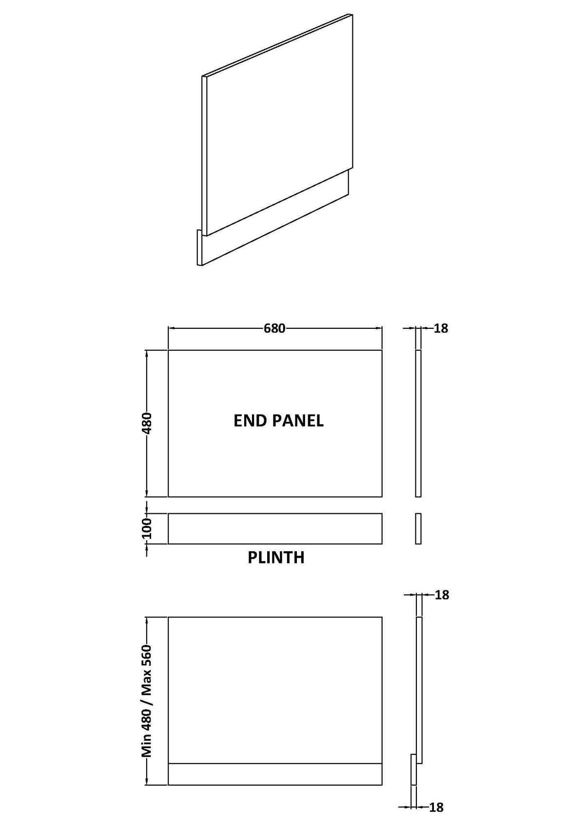 Nuie Havana MFC Smooth Matt End Bath Panel – 700mm, 750mm & 800mm, photo 3