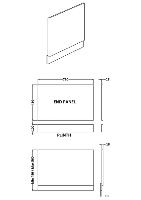 Nuie Havana MFC Smooth Matt End Bath Panel – 700mm, 750mm & 800mm, photo 4