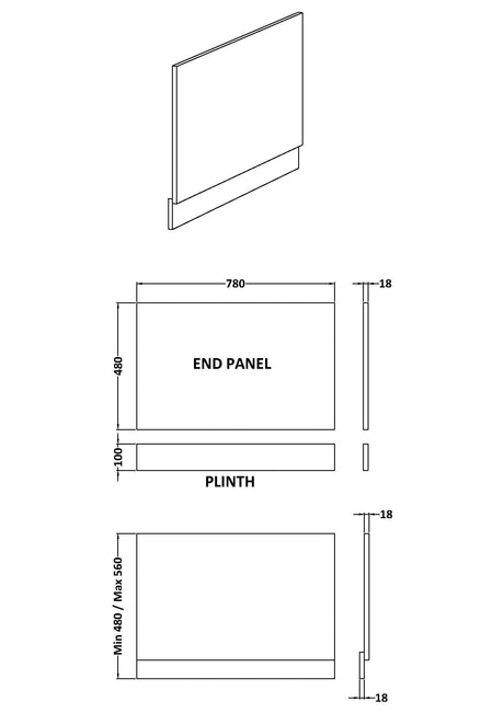Nuie Havana MFC Smooth Matt End Bath Panel – 700mm, 750mm & 800mm, photo 5