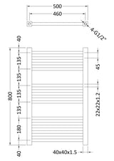 Nuie Vertical Square Ladder Rail – 800 x 500mm & 1200 x 500mm, photo 3