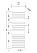 Nuie Vertical Square Ladder Rail – 800 x 500mm & 1200 x 500mm, photo 4