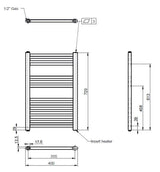 Nuie Vertical Electric Heated Towel Rail – 720 x 400mm, 920 x 480mm & 1375 x 480mm, photo 5