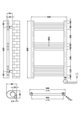 Nuie Vertical Electric Heated Towel Rail – 800 x 500mm & 1200 x 500mm, photo 6