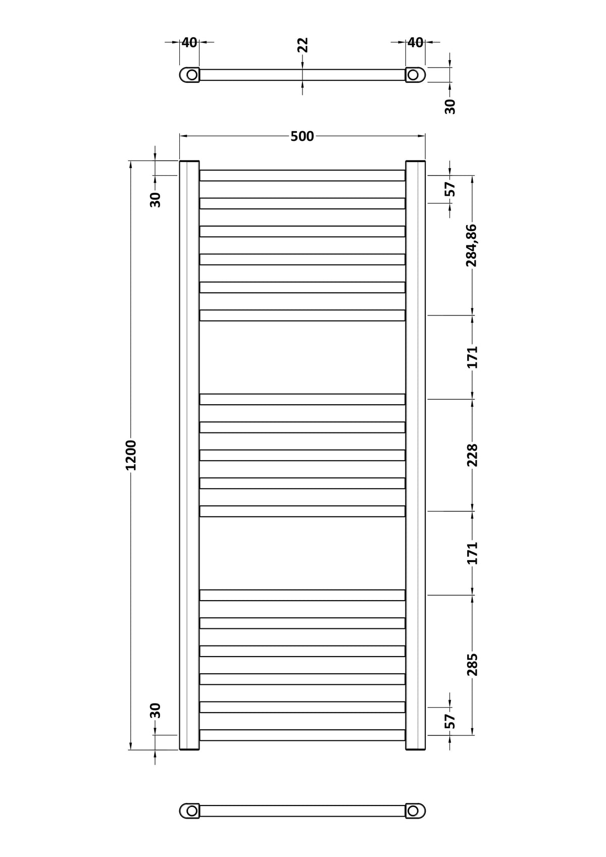 Nuie Lorica Vertical Single Panel Radiator – 800 x 500mm & 1200 x 500mm, photo 4