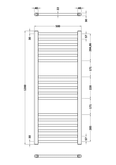 Nuie Lorica Vertical Single Panel Radiator – 800 x 500mm & 1200 x 500mm, photo 4