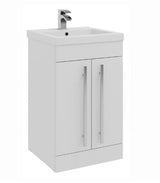 Kartell K-VIT Purity 500mm Floor Standing 2 Door Unit With Mid Depth Ceramic Basin- White Gloss (FUR125PU-FUR064PU)