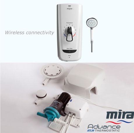 Mira Advance Flex Extra 8.7kw electric shower and Whale SDP134T instant match pump bundle