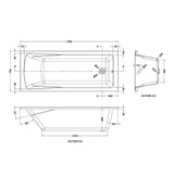 Nuie Linton Square Single Ended Bath With Legs – 1400 x 700mm, 1600 x 700mm, 1700 x 700mm, 1700 x 750mm & 1800 x 800mm, photo 5