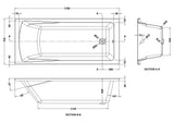 Nuie Linton Square Single Ended Bath With Legs – 1400 x 700mm, 1600 x 700mm, 1700 x 700mm, 1700 x 750mm & 1800 x 800mm, photo 6