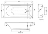 Nuie Barmby Square Single Ended Bath With Legs – 1500 x 700mm & 1600 x 700mm, photo 3