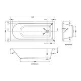 Nuie Barmby Square Single Ended Bath With Legs – 1500 x 700mm & 1600 x 700mm, photo 4