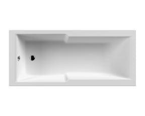 Nuie 1700 x 750mm Square Single Ended Shower Bath With Legs – White, photo 2