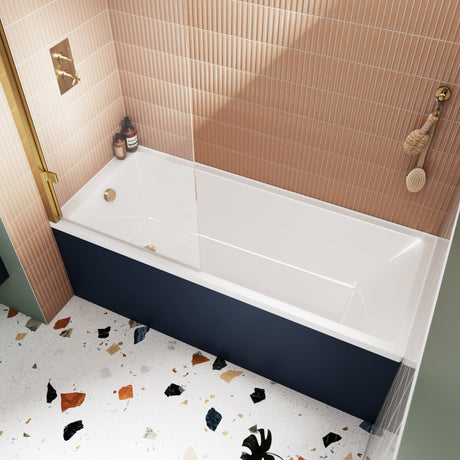Nuie Linton Thin Edge Square Single Ended Bath With Legs – 1700 x 700mm & 1800 x 800mm