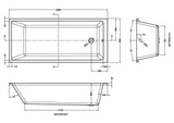 Nuie Linton Thin Edge Square Single Ended Bath With Legs – 1700 x 700mm & 1800 x 800mm, photo 4