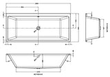 Nuie Asselby Thin Edge Square Double Ended Bath With Legs – 1700 x 700mm & 1800 x 800mm, photo 3