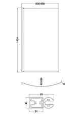 Nuie Curved Hinged Bath Screen – Chrome, photo 3