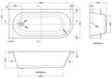 Nuie 1600mm Crescent Curved Corner Bath With Legs – White, photo 3