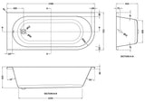 Nuie Crescent 1700mm Curved Corner Bath With Legs – White, photo 4