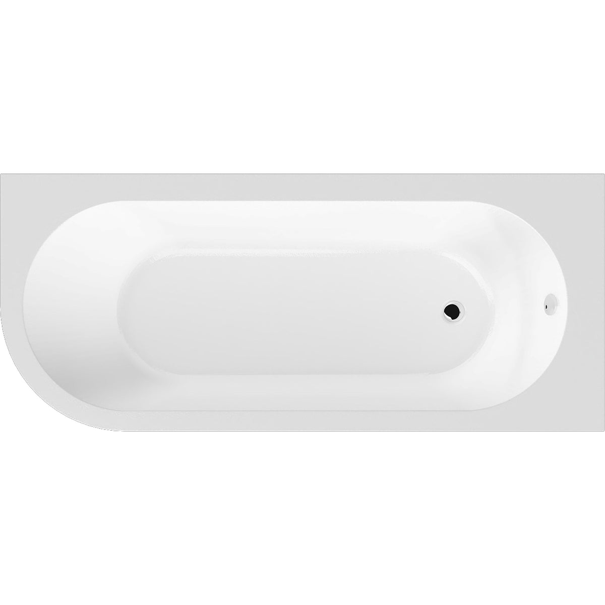 Nuie Crescent 1700mm Curved Corner Bath With Legs – White, photo 3