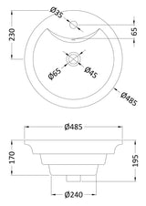 Nuie Salana 460mm 1 Tap Hole Ceramic Round Vessel Basin – White, photo 3