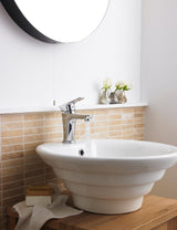 Nuie Salana 460mm 1 Tap Hole Ceramic Round Vessel Basin – White