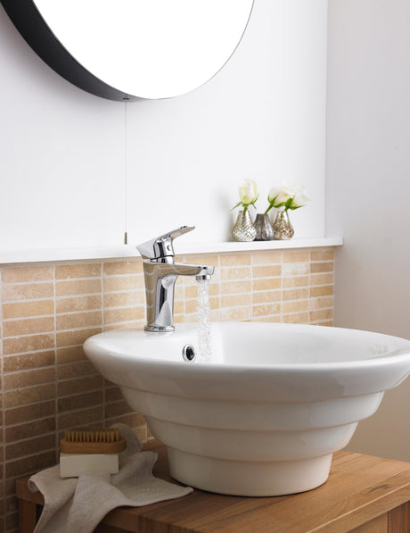 Nuie Salana 460mm 1 Tap Hole Ceramic Round Vessel Basin – White