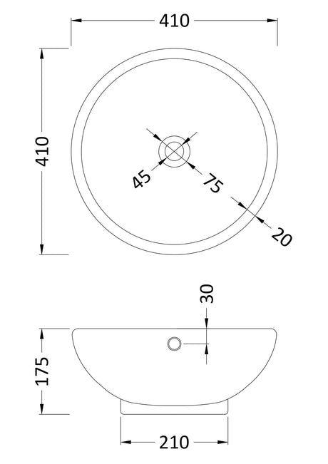 Nuie Salana Ceramic Round Vessel Basin – 350mm & 410mm, photo 4