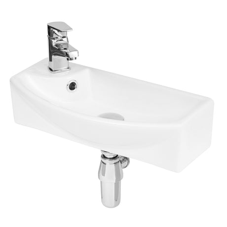 Nuie 450mm 1 Tap Hole Compact Ceramic Basin – White, photo 2
