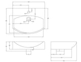 Nuie 1 Tap Hole Ceramic Wall Hung Basin – 500mm & 600mm, photo 2