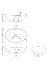 Nuie Ceramic Oval Vessel Basin – 565mm & 588mm, photo 5